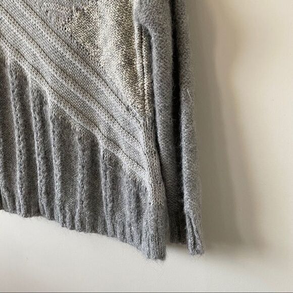 Nwot-Current Elliott Mixed Cable Knit Wool/Alpaca Blend Grey Metallic Sweater - Picture 6 of 9